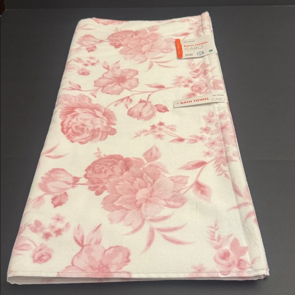 2pc CARO HOME 100% Cotton Pink Floral Bath Towel Set - Pink/White
